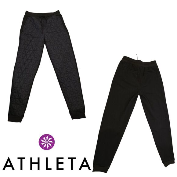 Athleta Pants - Athleta Solstice Quilted Jogger Pants Black Women's Size 6 Tall NWOT